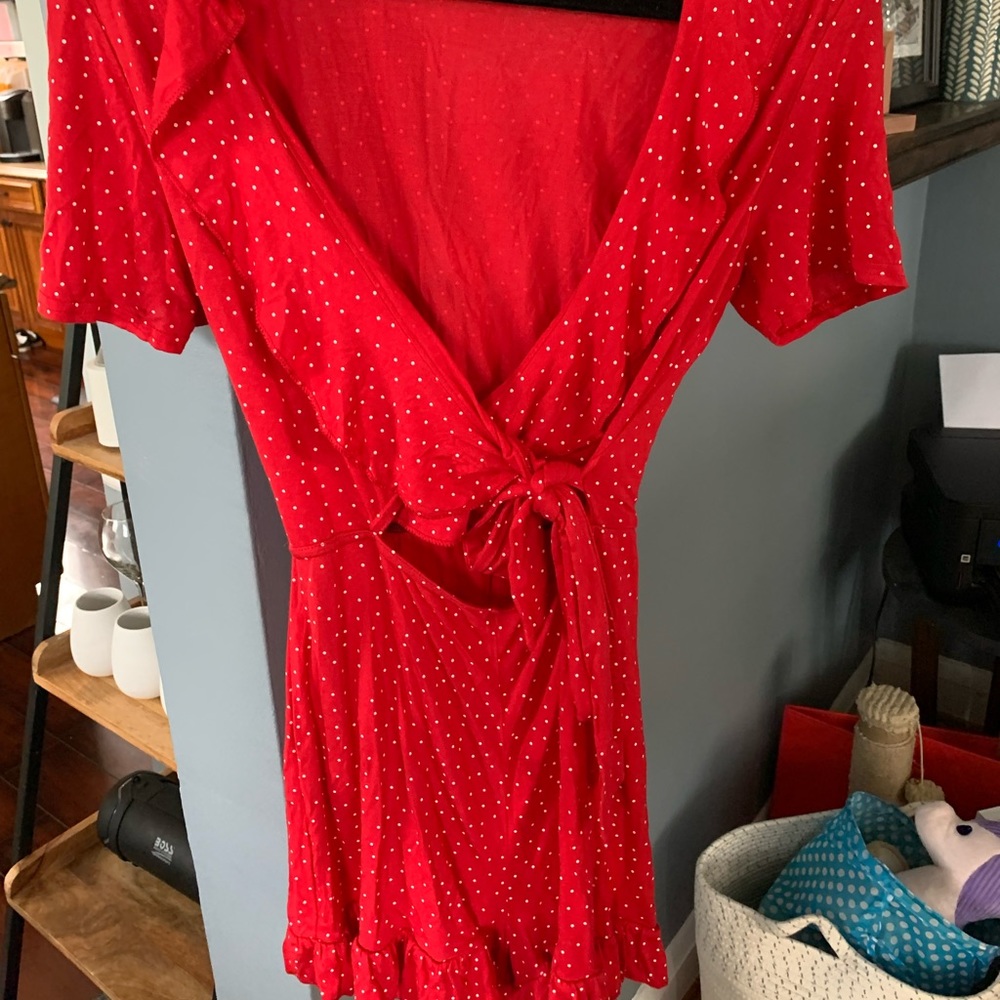Red and white polkadot romper